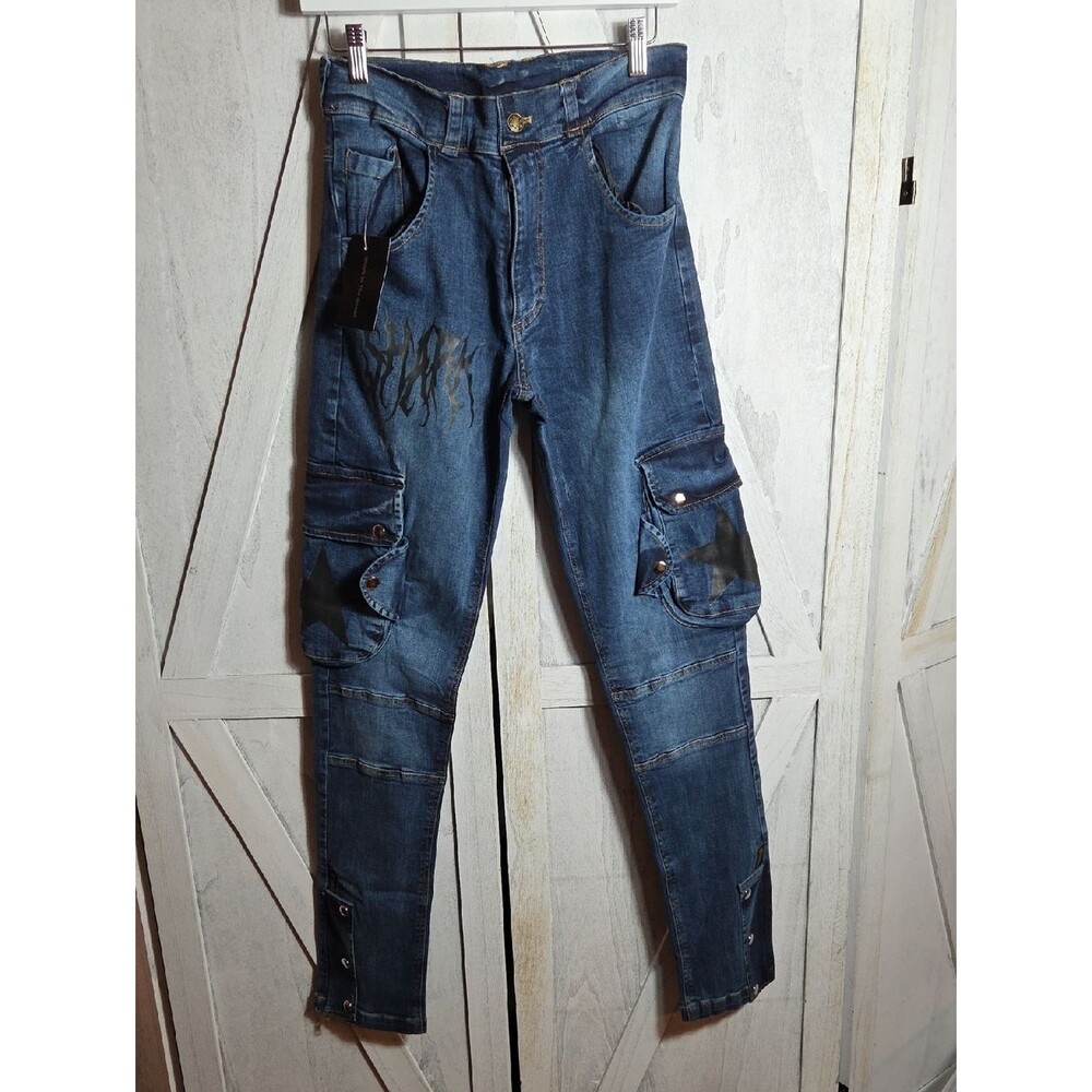 Shark In The Ocean Skinny Cargo Jeans Size 30